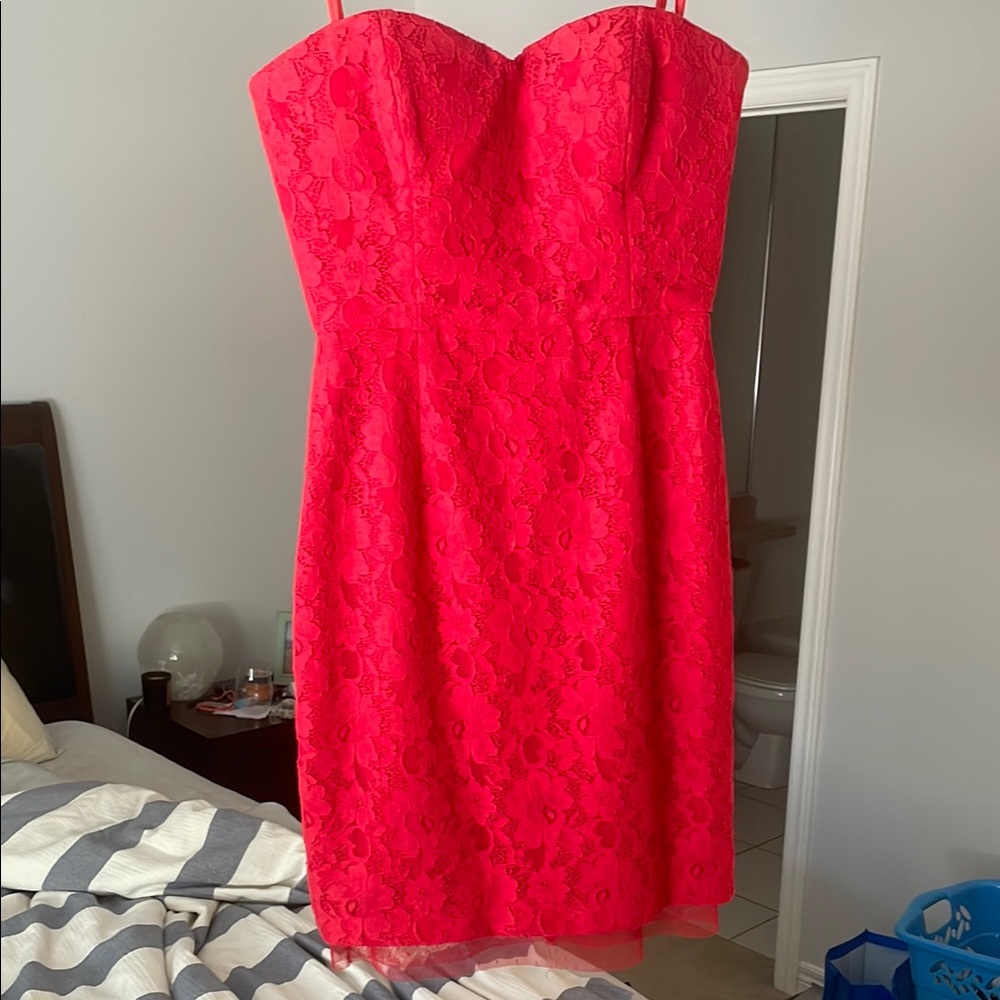 BCBGMaxAzria Red Strapless Sheath Dress